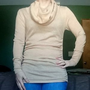 Moda International Light Gold Ruched Sweater Sz M